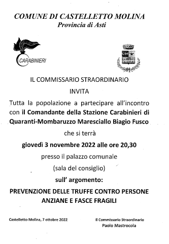 Prevenzione delle truffe contro persone anziane e fasce fragili